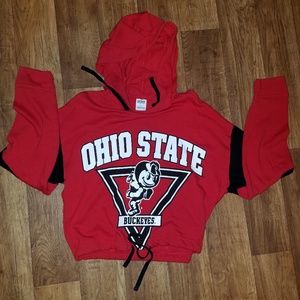 Victoria Secrets pink Ohio State crop hoodie